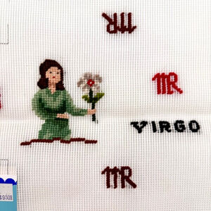 Vintage Dritz Preworked Needlepoint Canvas Virgo Zodiac Brick Cover Doorstop HTF